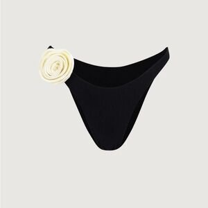 SAME LA - Black Bikini Bottom with Cream Floral Accent